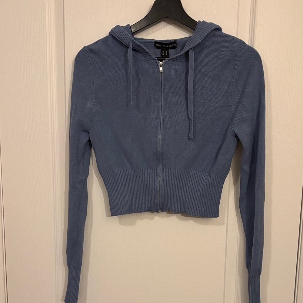 Streetwear Society Blue Cropped Hoodie